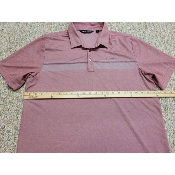 Travis Mathew Polo Shirt Mens XL Pink Golf Performance Striped Pima Cotton - Picture 12 of 16
